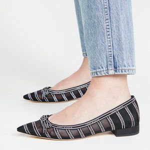 Tory Burch $298 Penelope 20mm Mesh Flats Navy Ivory
